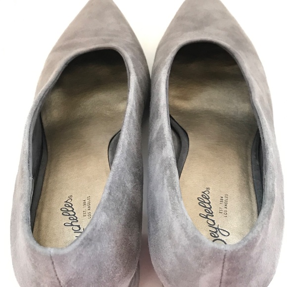 SEYCHELLES Chunky Heel Suede Pointed Toe Heels Gray Women’s Size 9 - Picture 4 of 16